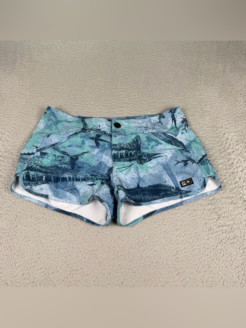 Pelagic Shorts Womens 4 Blue Tropical Fishing Bottoms Outdoor Active Beach